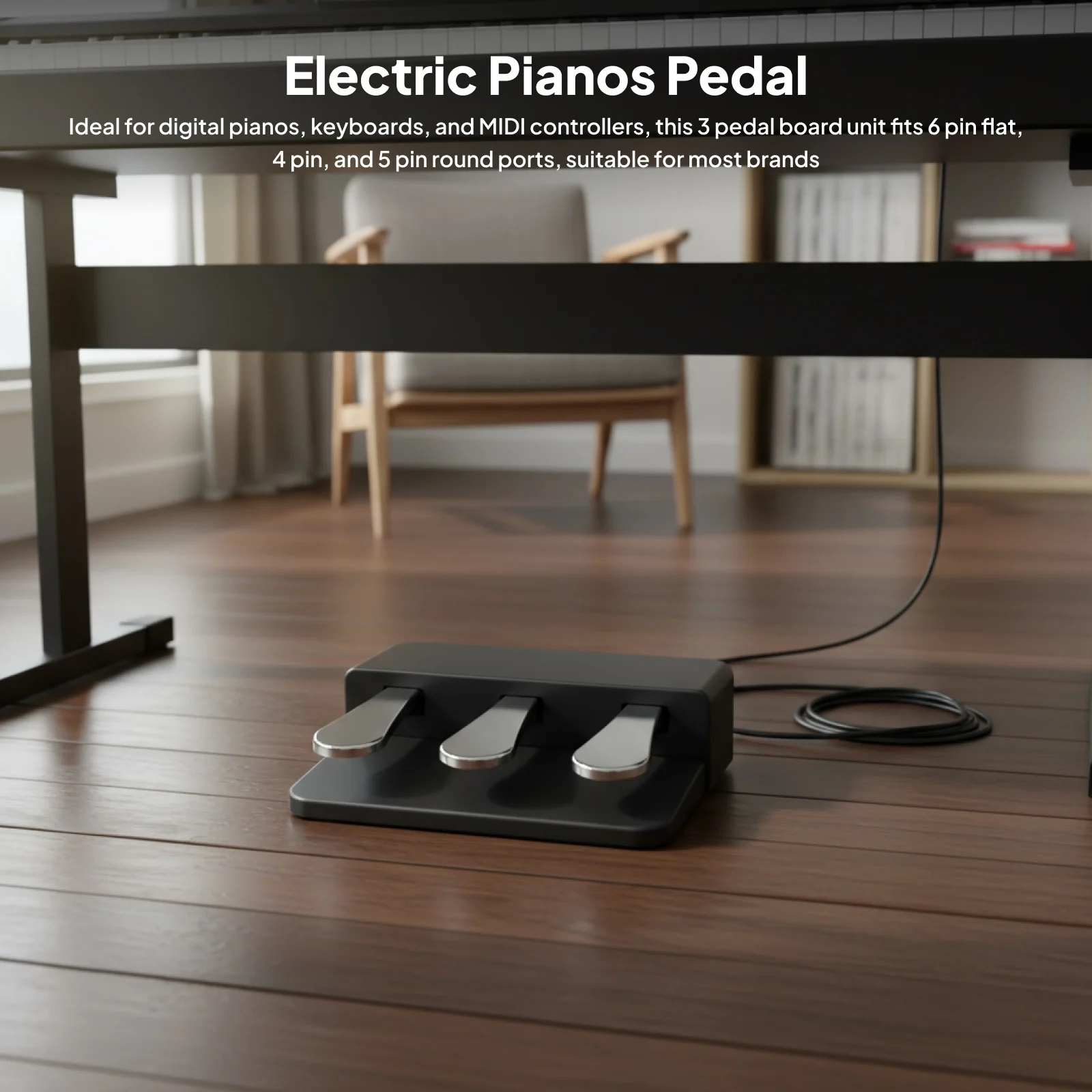 Piano Sustain Pedal Electric Pianos Pedal 3 Pedal Digital Keyboard Piano Midi Controllers Foot Replacement for Electric Pianos Keyboards Midi Controller