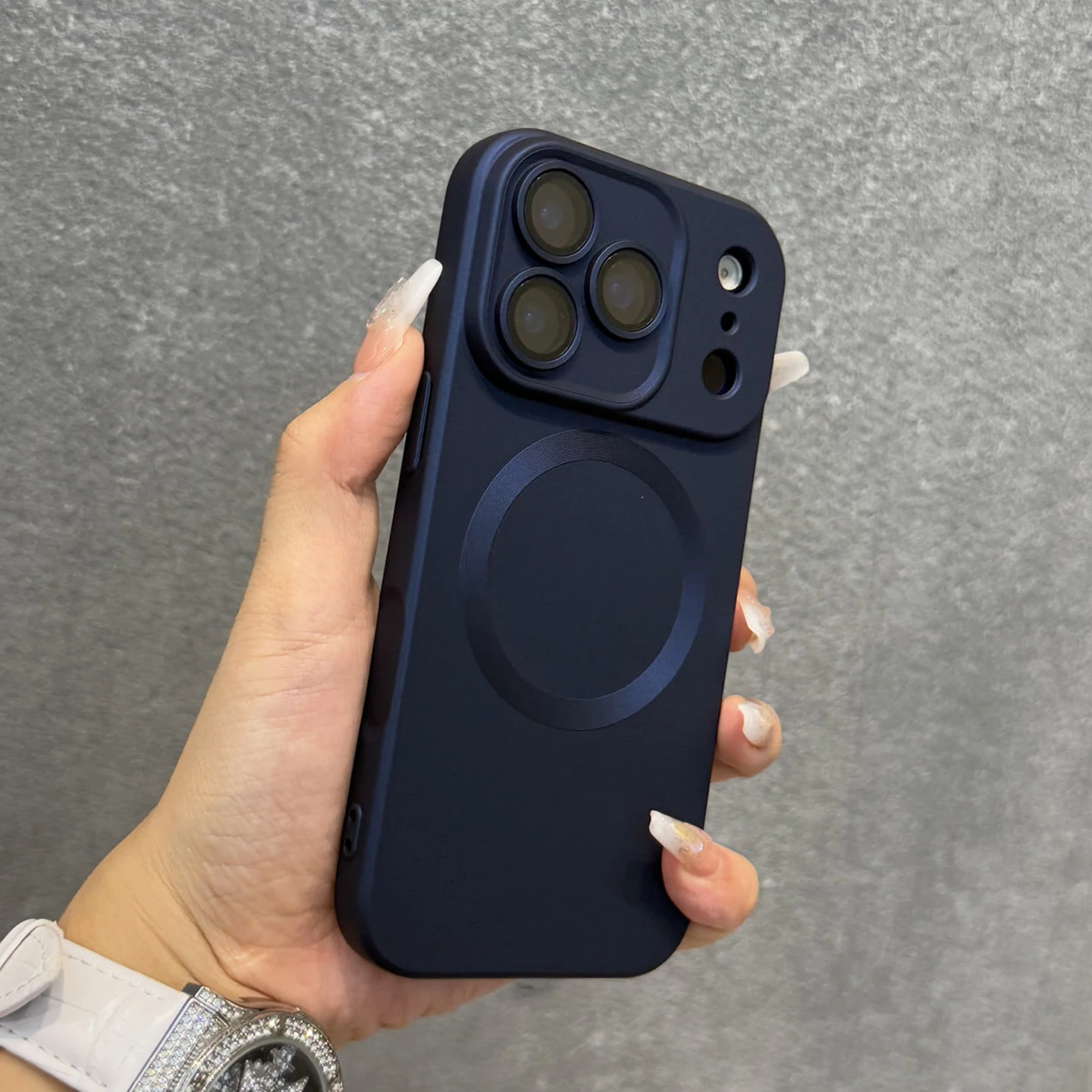 Luxury Matte Metallic Sheen Magnetic Phone Case with Lens Protector and Shockproof Cover