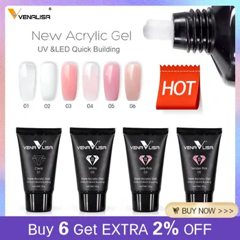 Venalisa Nuovo Gel Acrilico Poly Estensione Gel Per Unghie Soak Off UV LED Durevole Gel Fetta Consigli Fast Dry Trasparente Gel Gelatina Base Top Coat 1
