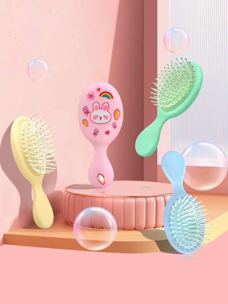 Children Cartoon Massager Paddle Cushion Hair Brush Cartoon Comb Anti-detangle Comb Children's Cute Hairdressing Smooth Hair Comb Curly Hair Brush Hair Styling Tools Hair Brush Comb Hair Comb Set Baby Care Set