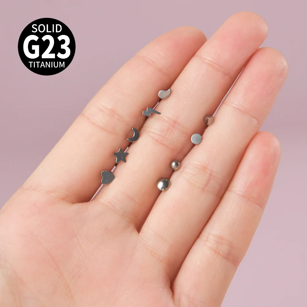 1Pc Grade G23 Titanium Dermal Anchor Top Micro Dermal Drive Lightning Love Stars Moon Round Dermal Piercing Body Jewelry