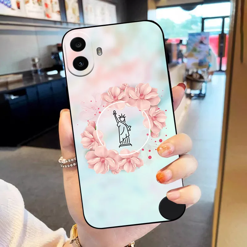 Floral Black Silicone Protective Bumper Case - Soft TPU Cover