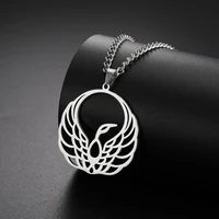 LIKGREAT Hollow Phoenix Pendant Necklace Stainless Steel Charm Geometric Animal Bird Chain Choker Jewelry Fashion Creative Gifts