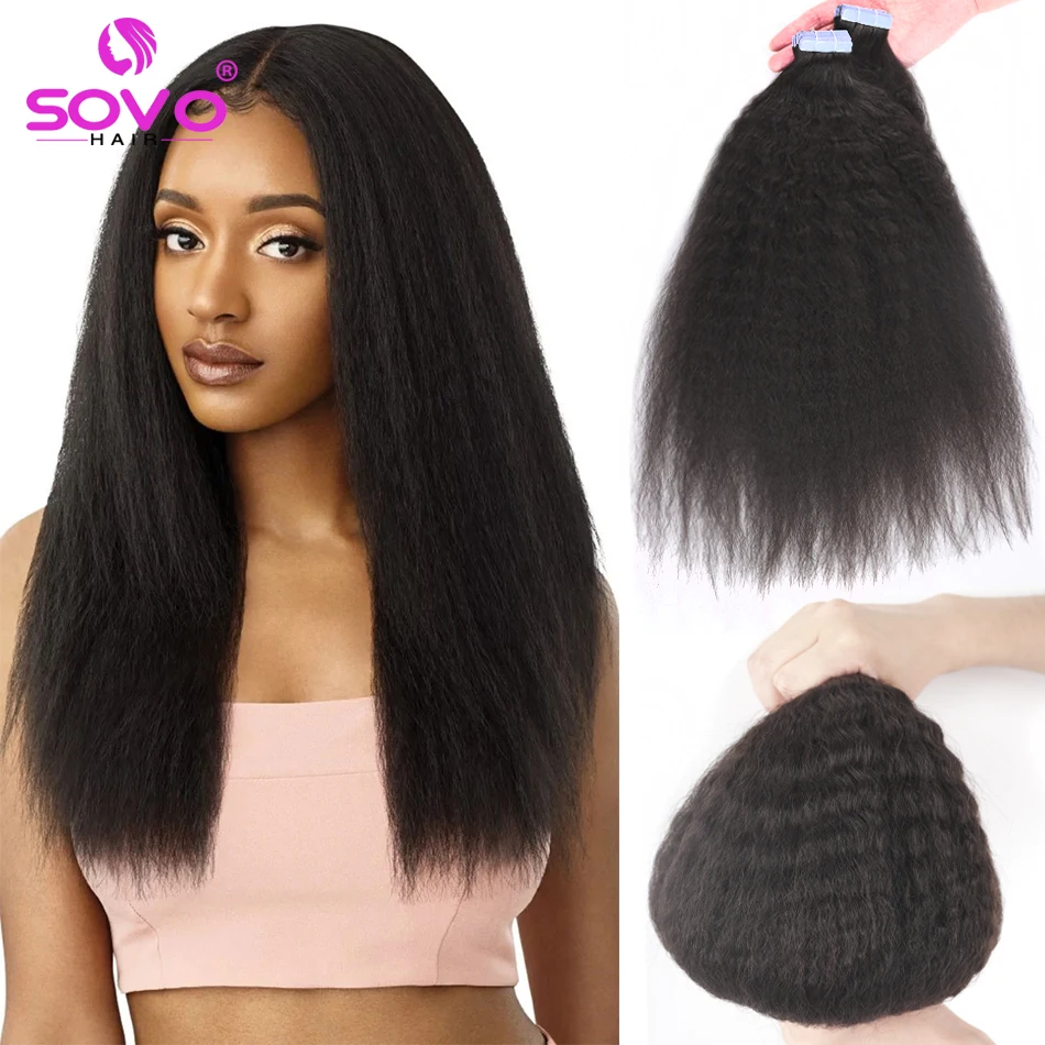 

Kinky Straight Tape In Extensions Human Hair For Black Women Yaki Straight Tape Ins Peruvian Remy Hair Extension Tape On 2.0G/Pc