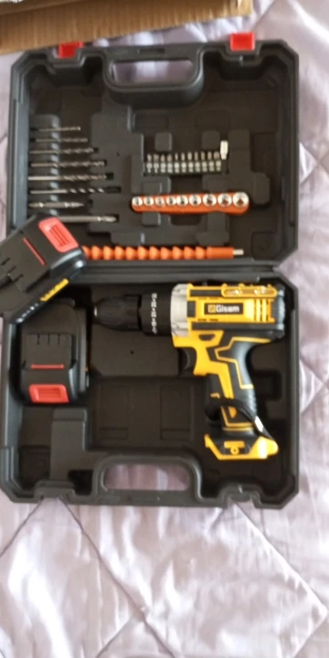 Gisam 25+3 Torque Electric Impact Screwdriver Multifunctional Cordless Drill Power Tool Setting 2 Gear Speed with 2 Batteries photo review