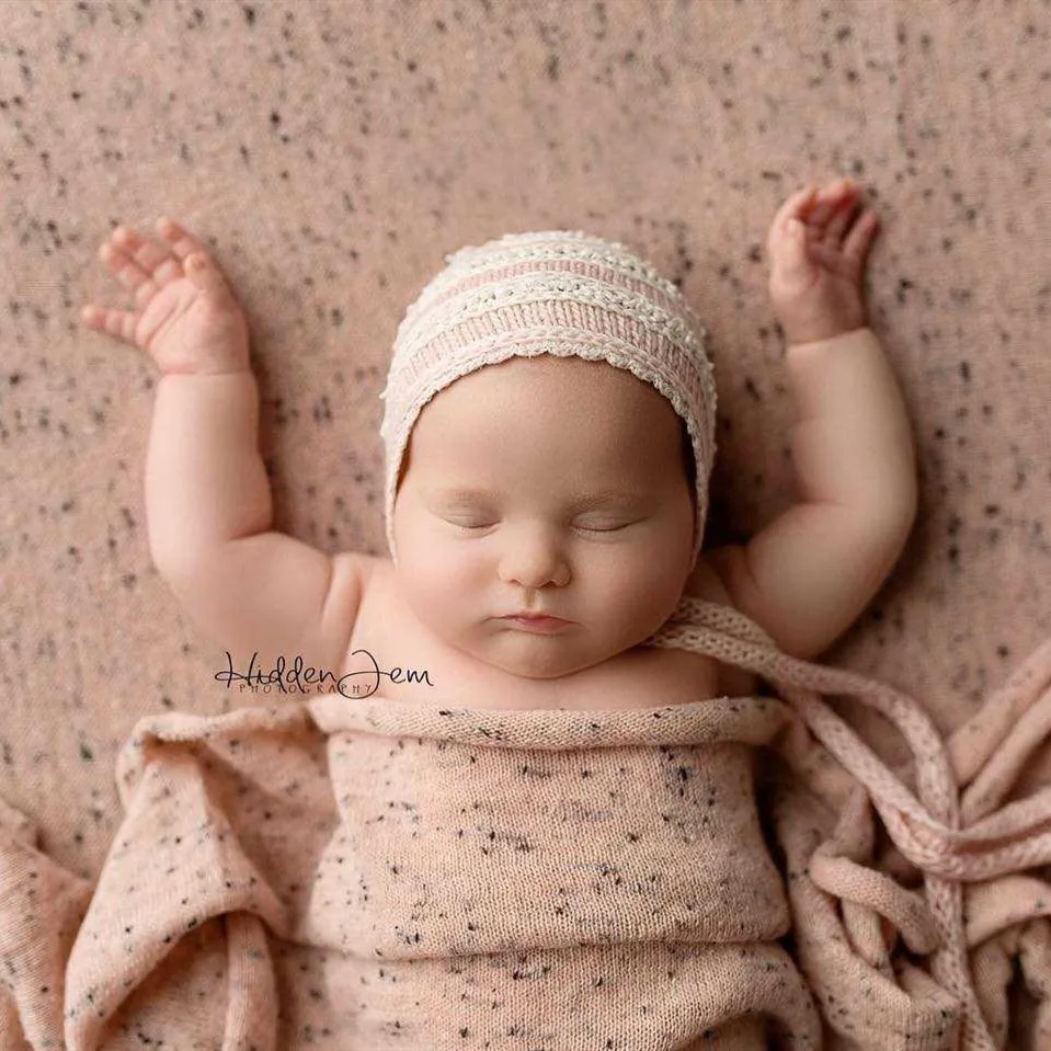 Photo Shoot Stretch Wraps for Baby 8 colors Newborn Photography Props Hat Knit Texture Layering Blanket Stuffer Accessories Set