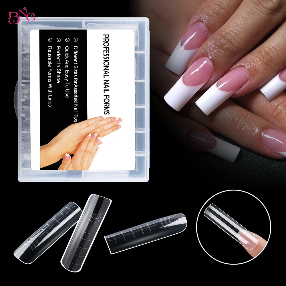 Nail Dual Forms For Poly Nail Gel Square Nail Forms Per Builder Gel Riutilizzabile Extension Acrilico Nail Molds Tips For Manicure