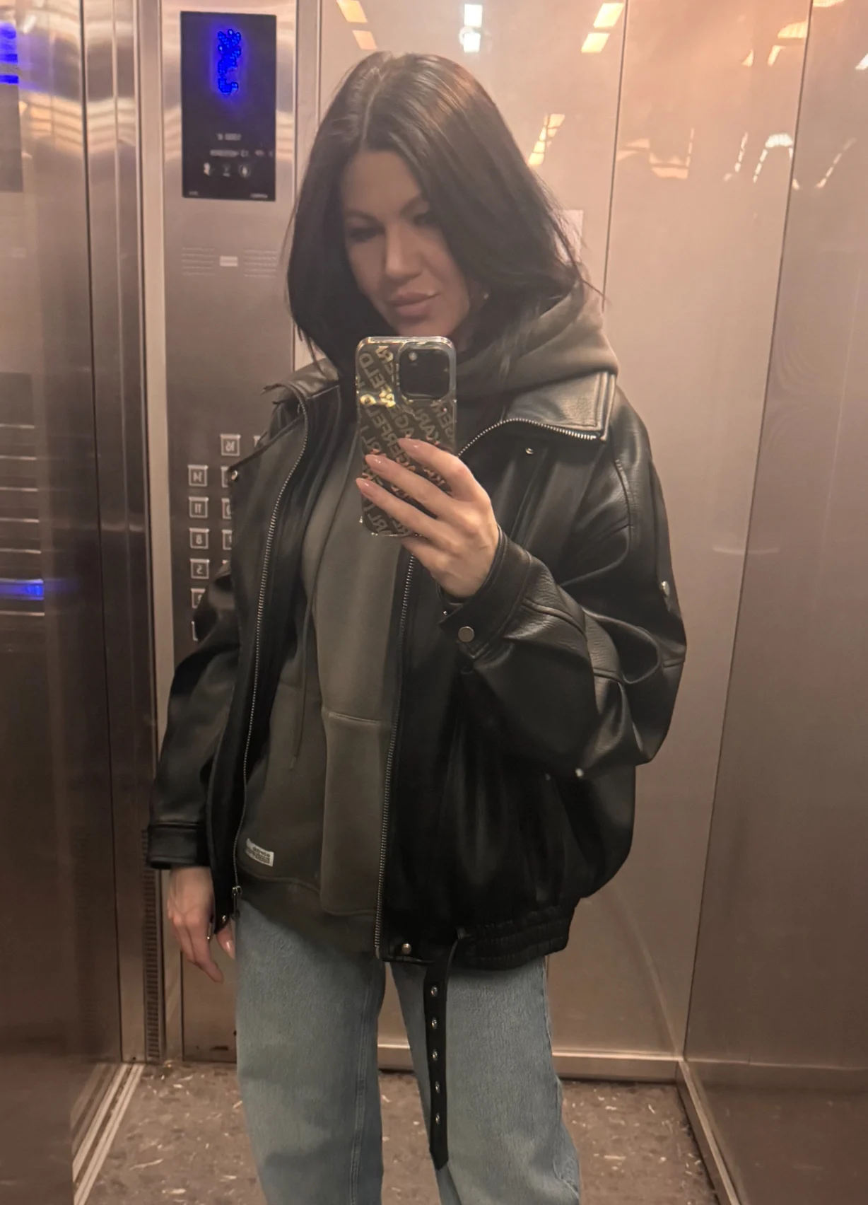 Sophisticated Faux Leather Jacket Women Turn-Down Collar Fall photo review