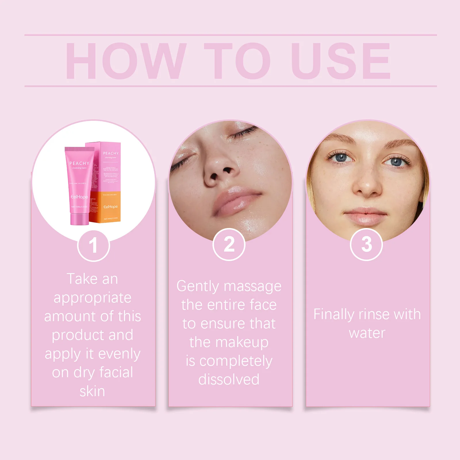 EELHOPE Peach Makeup Remove Cream Deeply Cleaning Dissolve Makeup Moisturizing No Tight Delay Aging Mild Makeup Remove Cream