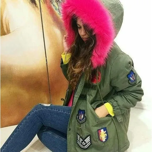 Cappotto militare da donna peloso