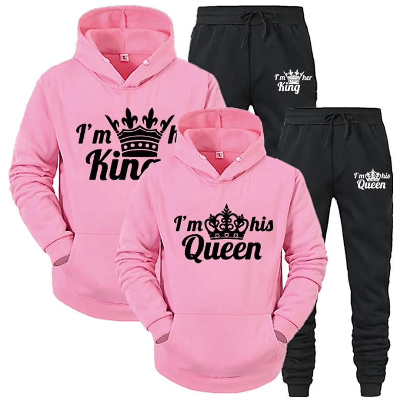 Lovers Couple Letter Print Hoodie Suits 2 Piece Hoodie and Pants Men Women Hoodie Set Tops Classic Fashion Sportwear Outfit