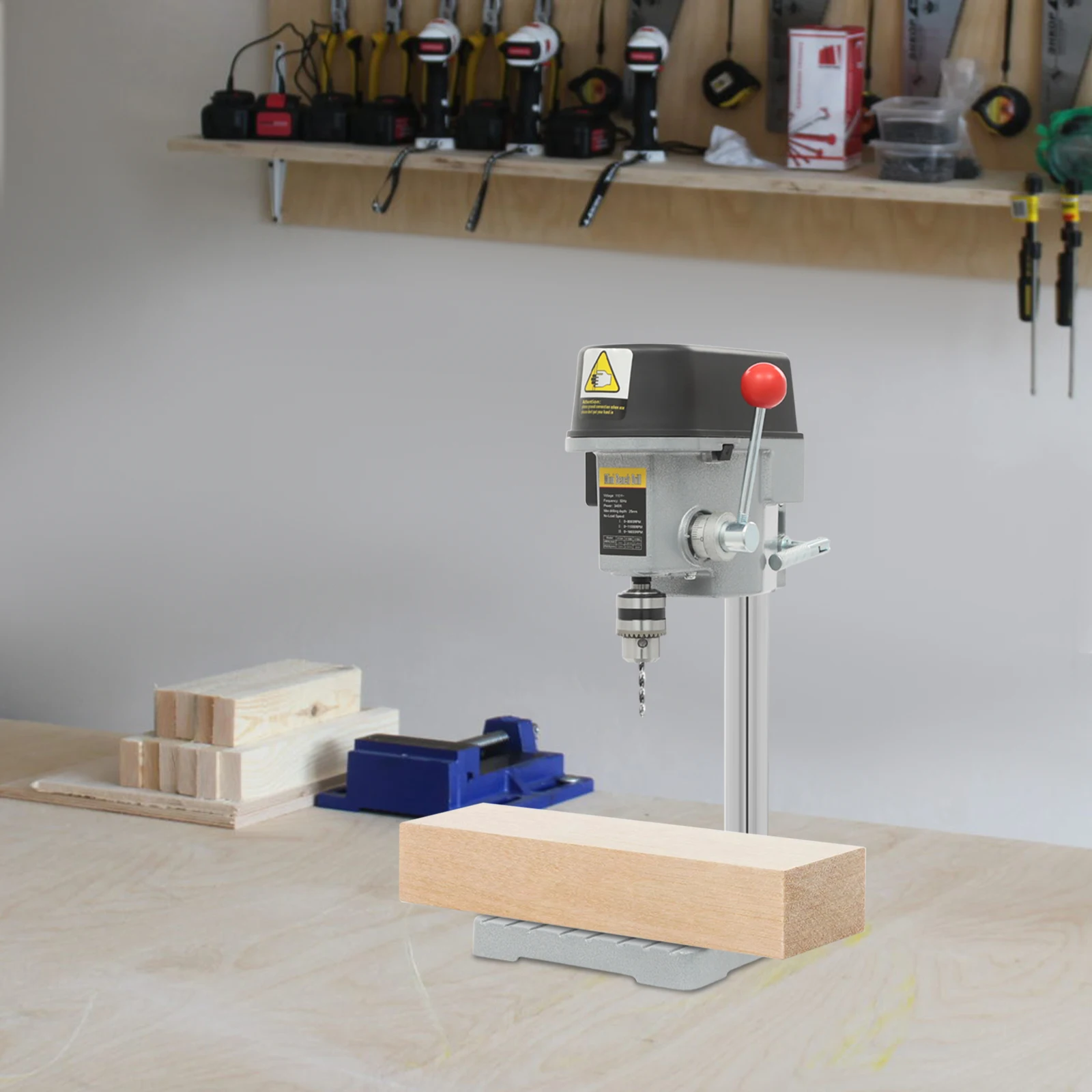 Mini Drill Press Bench, 340W Portable Drill Press Bench 5158A, 3-Speed Adjustable Bench Drill for Wood, Hard Plastic, DIY Crafts 1