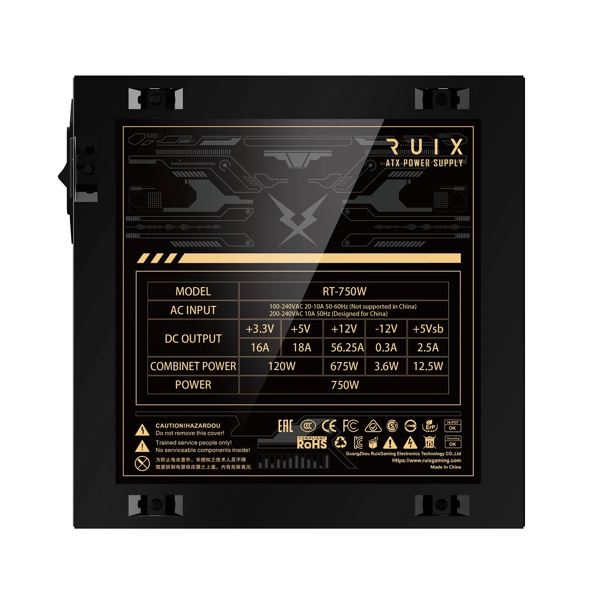 루익스 RT-750W 80 플러스 골드 PSU ATX 3.1 풀 모듈러 110V-240V 전원 공급 장치 게이밍 액티브 PFC PSU (컴퓨터용)