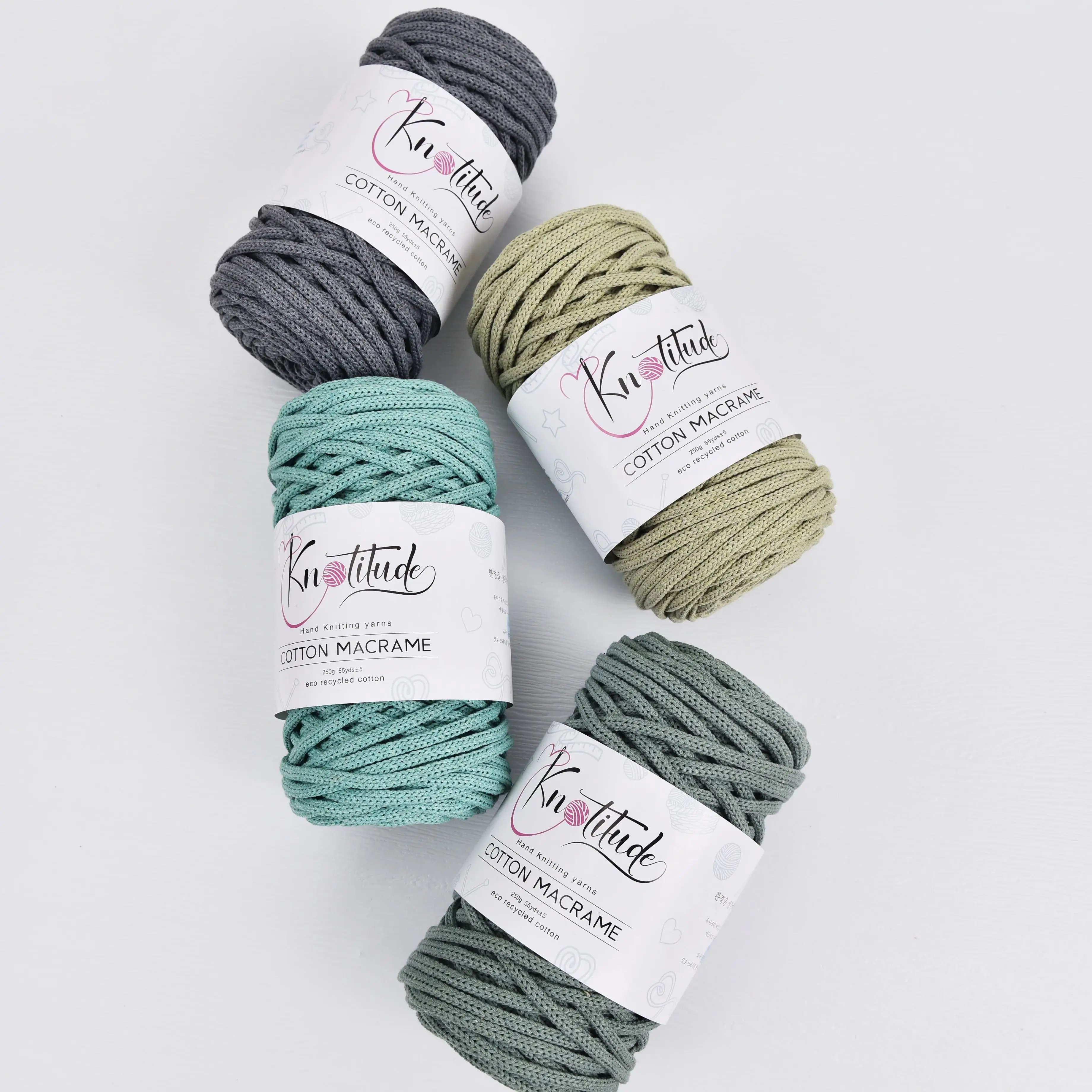 KNOTITUDE 4mm DIY Hand Knitting Recycled Cotton Cord Macrame Rope Crochet Yarn For Crochet & Knitting & Macrame 6