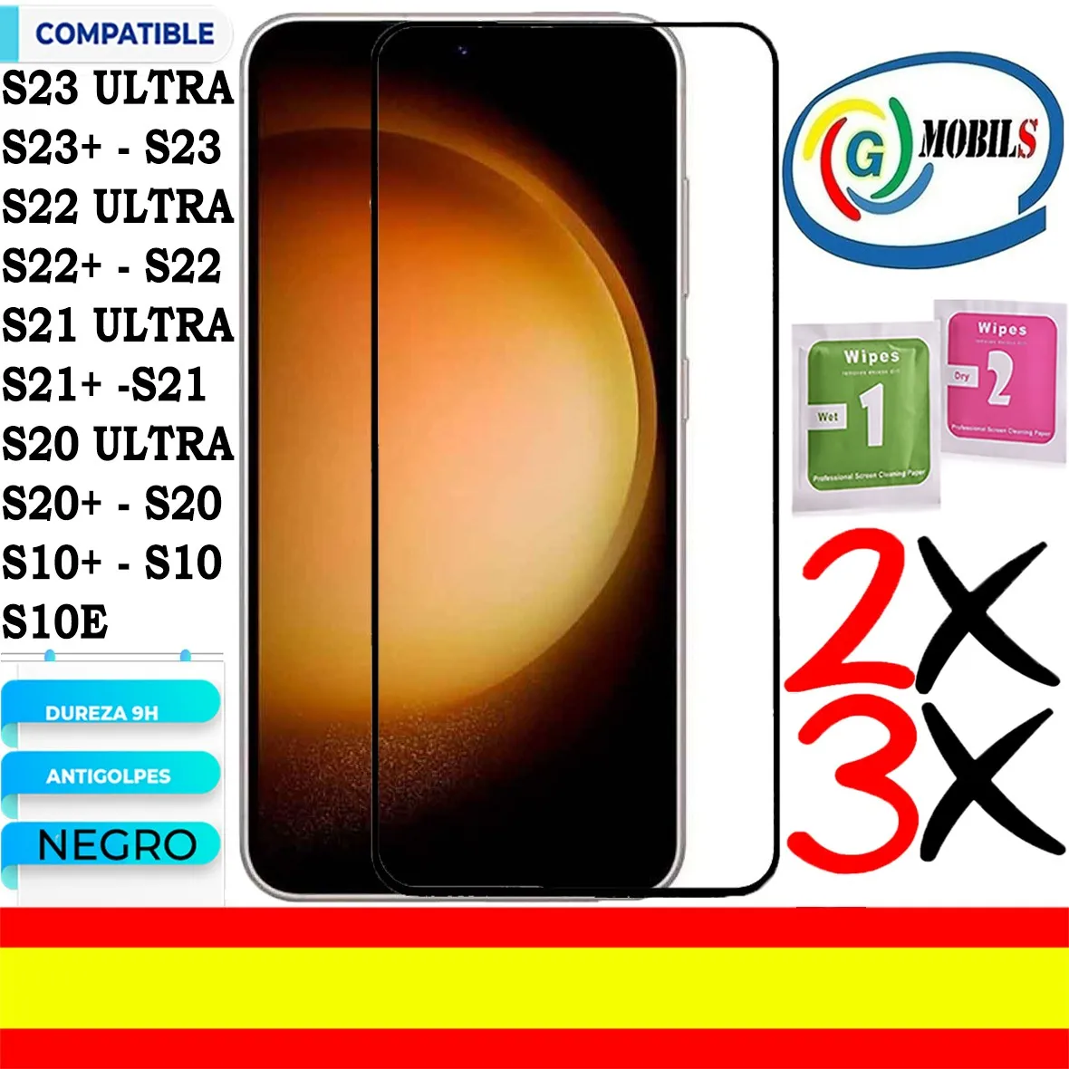 Proteggi Schermo In Vetro Temperato Compatibile Samsung Galaxy S23 Ultra, S23 Plus, S23, S22 Ultra, S22 Plus, S22, S21 Ultra, S21 Plus, S21, S20 Ultra