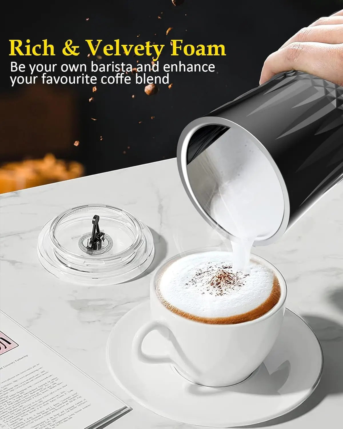 4 in 1 Electric Milk Frother And Steamer 240ml Electric Hot And Cold Milk Frother For Coffee Cappuccino Automatic Milk Frother 3