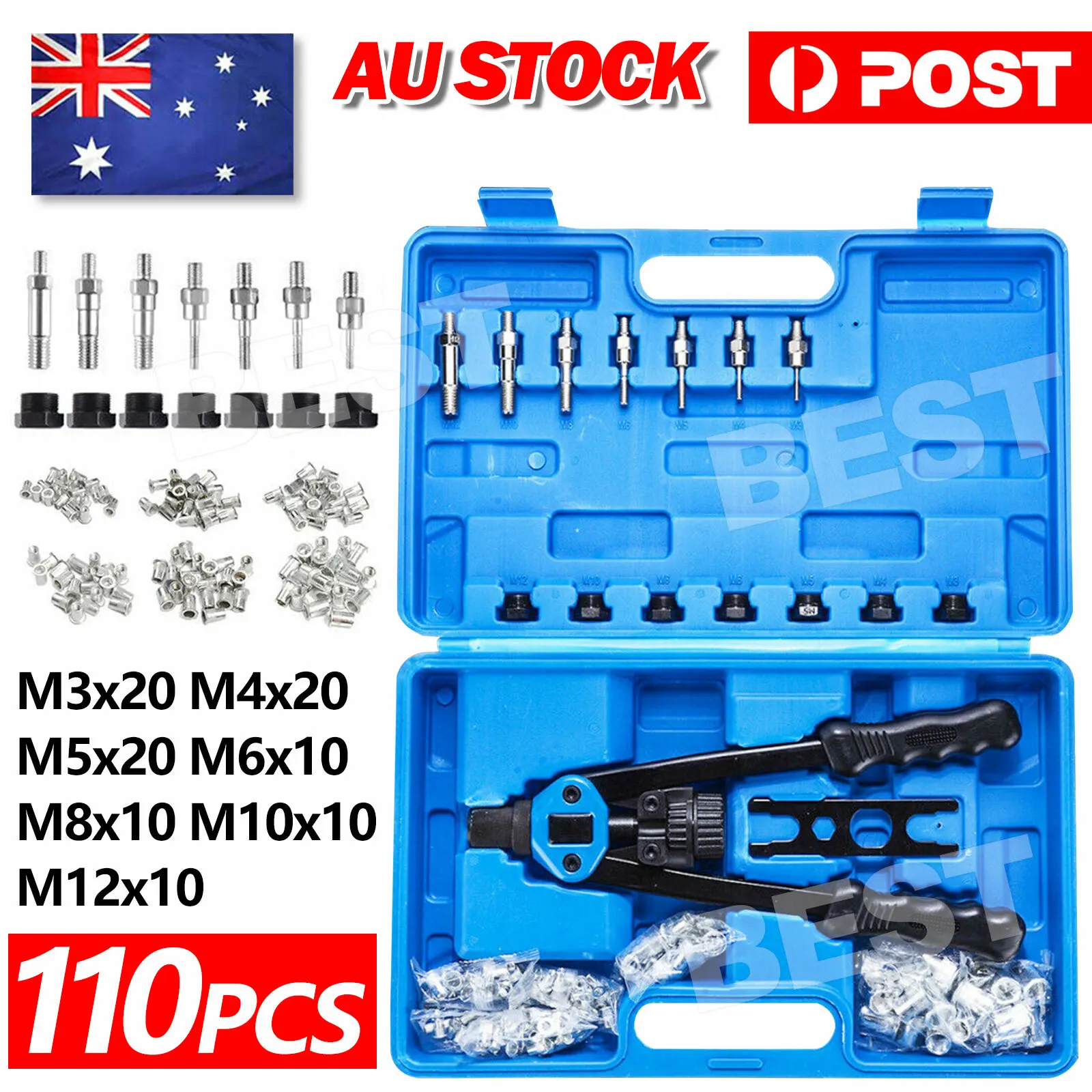 Nutsert Tool Heavy Duty Nutsert Gun M3-12 Nut Rivet Riveter Nutsert Kit Rivnut