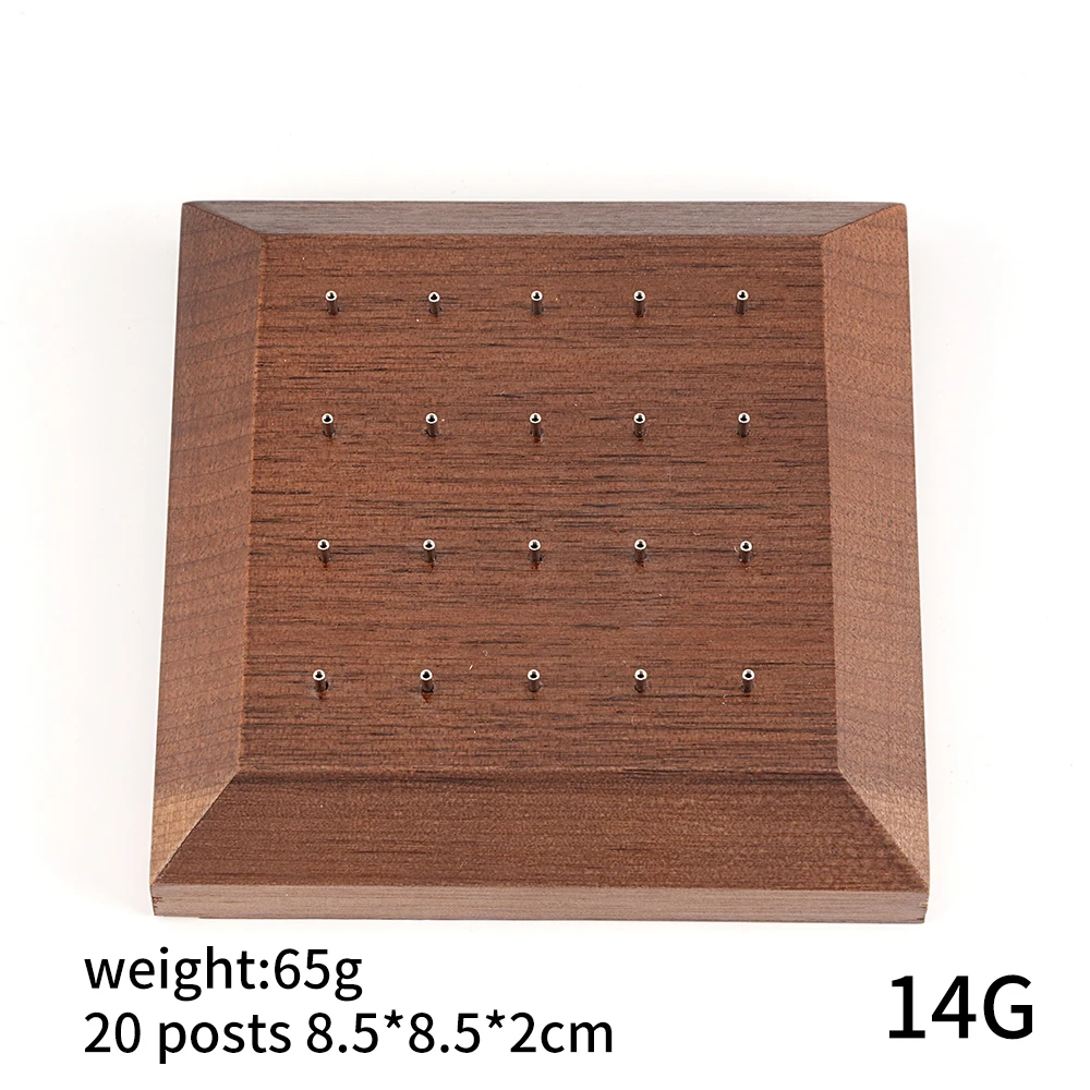 Black Walnut Solid Wood Display Stand for 16G 14G Body Piercing Jewelry 20 Holes Display Holder