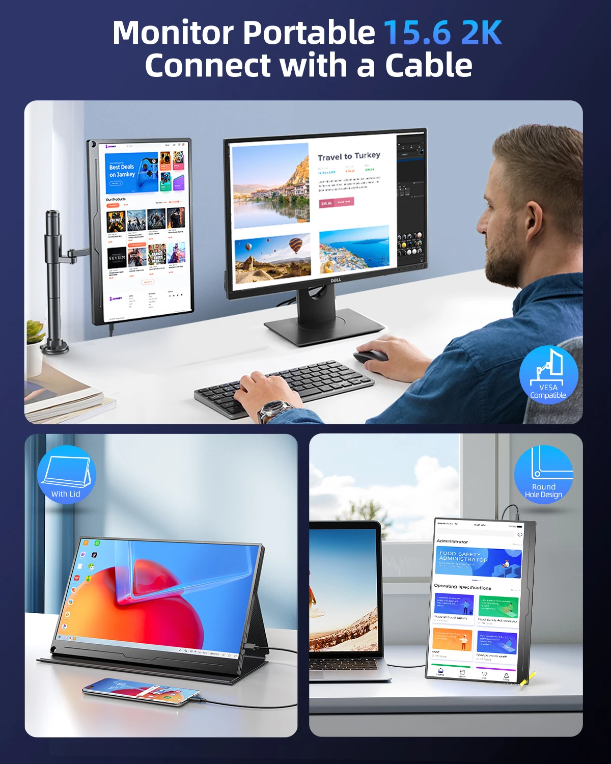 UPERFECT 2.5K ޴ ,  Ʈ , IPS ǻ ܺ  ° ȭ, PC HDMI ÷, 16 ġ 2520x1680