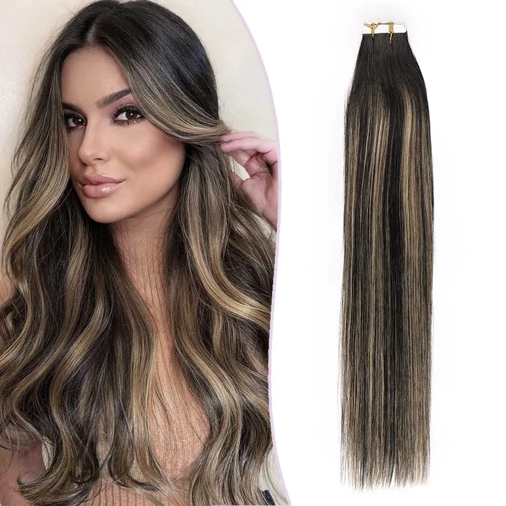 Natural Human Hair Tape Extensions Brazilian Remy Hair Extensions Straight Seamless Tape in For Women 50g/100g