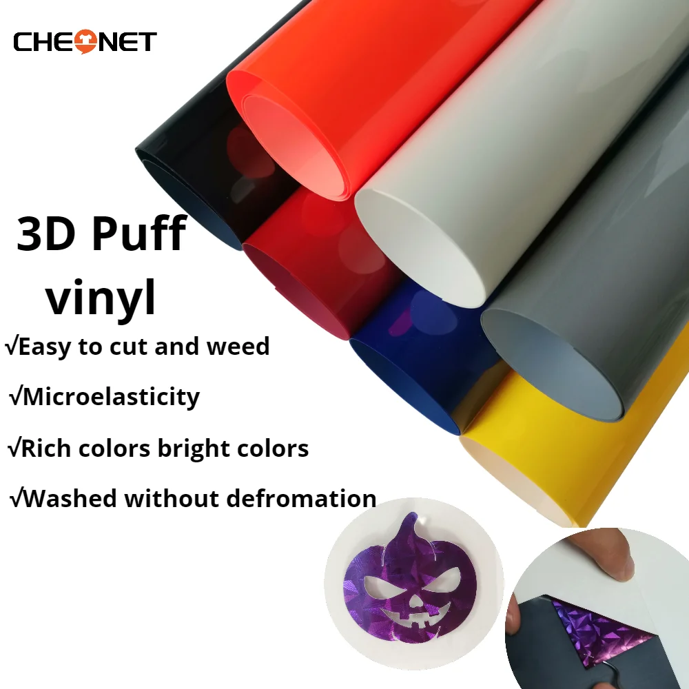 3D Puff Heat Transfer Vinyl HTV Sheets and Rolls no Custom Cutting