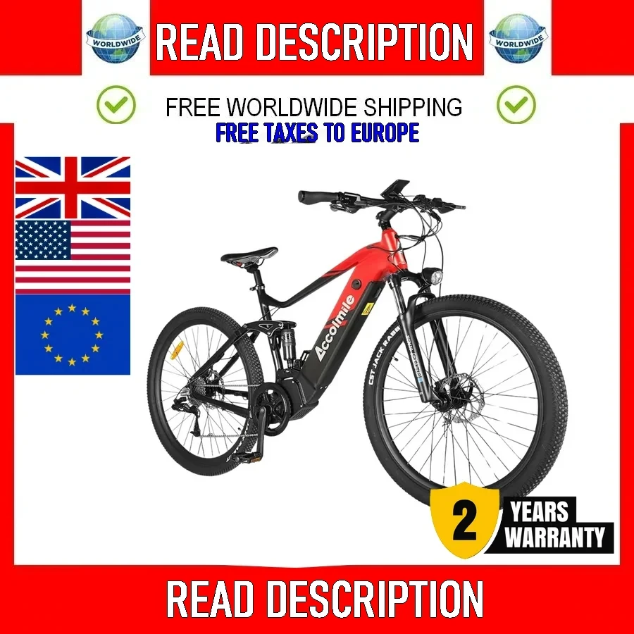 

2024 Accolmile Electric Mountain Bike Powerful eMTB 48V 250W 750W Bafang Mid Motor With Intube 13Ah 17.5Ah Battery Max Speed 60K