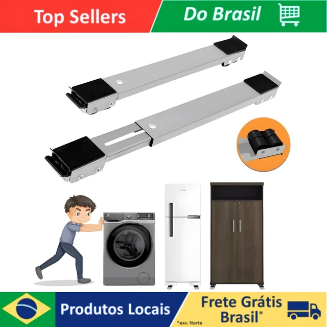 Suporte Base C/ Rodinhas Ajustável Máquina Lavar, Fogão E Móveis 200kg