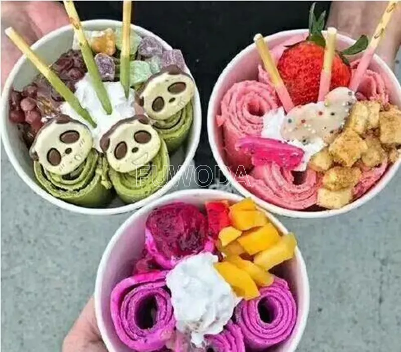 Tabletop 45cm Single Square Pan Ice Cream Roll Maker Machine Commercial Fried Ice Cream Roll Machine Yogurt Making 6