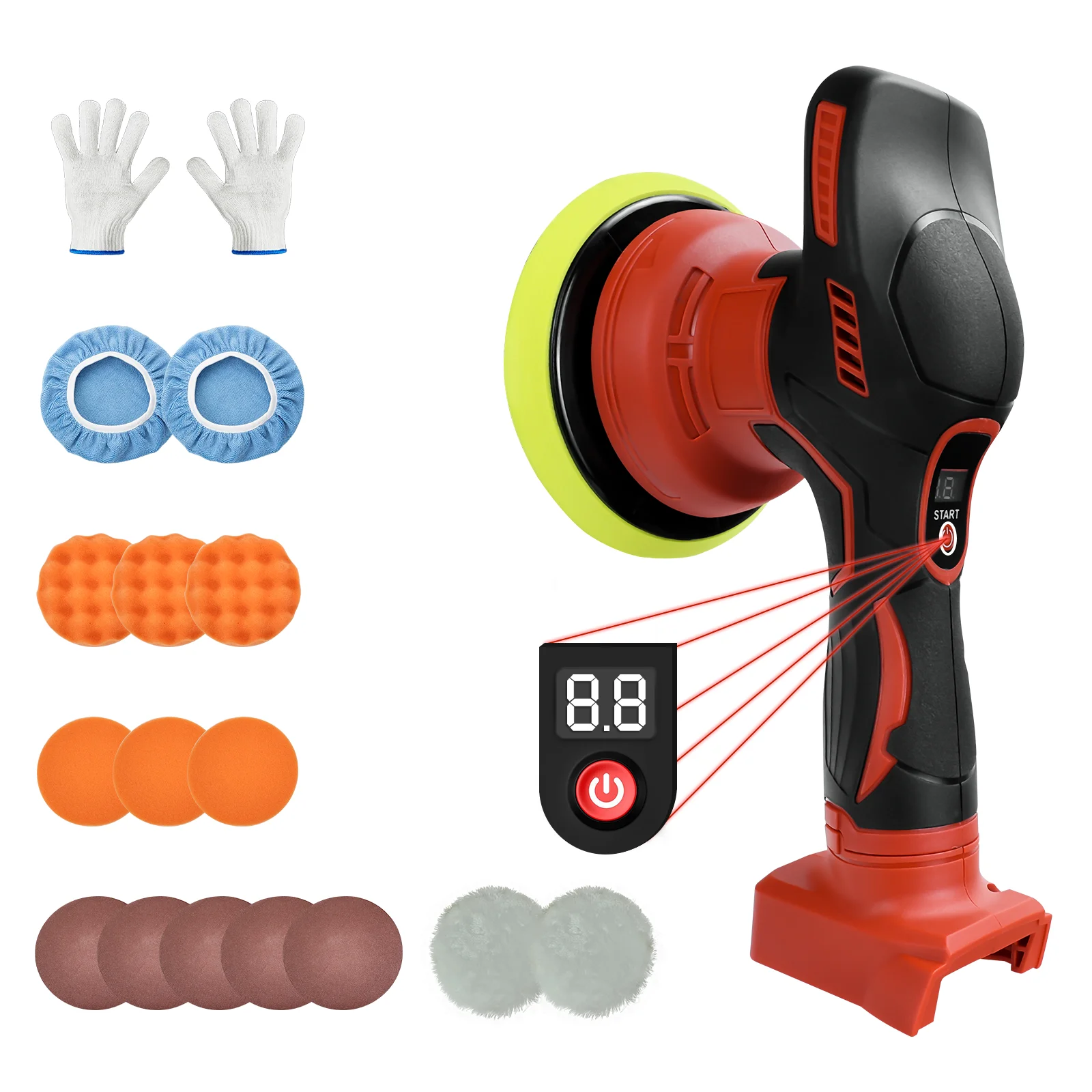 Cordless Car er Polisher For Milwaukee 18V Battery 8-Speed Car Polishing For Detailing/Polishing/Waxing/Scratch Removing