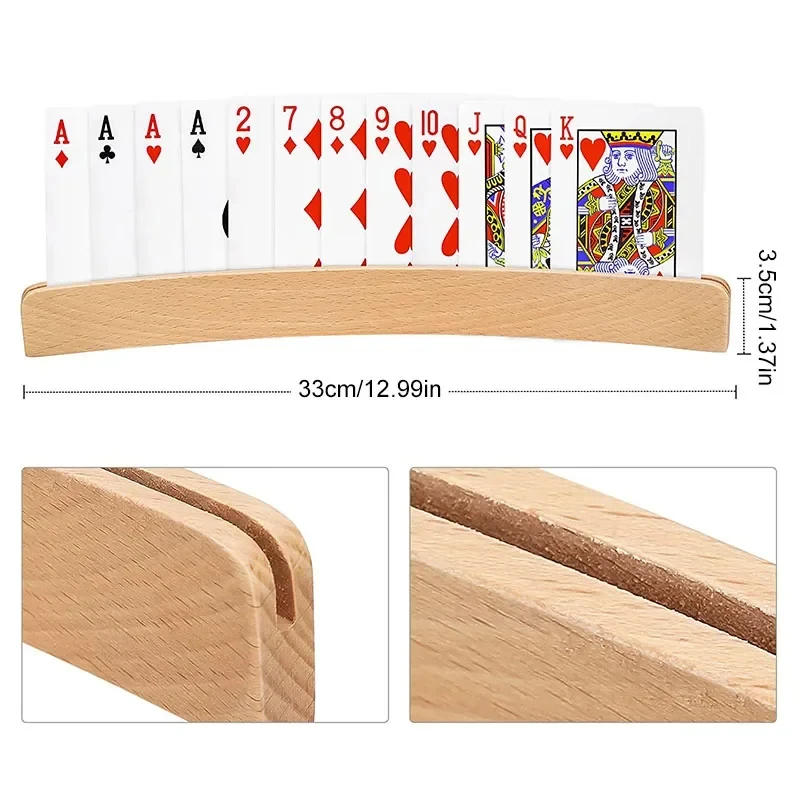 2/3/4Pcs Wooden Curved Playing Cards Holder Set playing cards