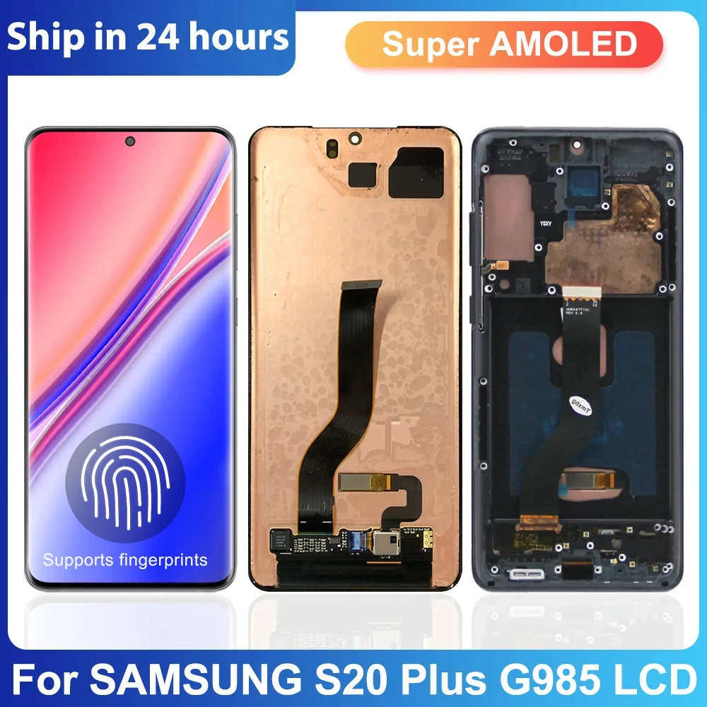 

6.7" Super Amoled LCD For Samsung Galaxy S20 Plus Display G985 G985F/DS +Frame For Samsung S20+ Touch Screen Digitizer Assembly