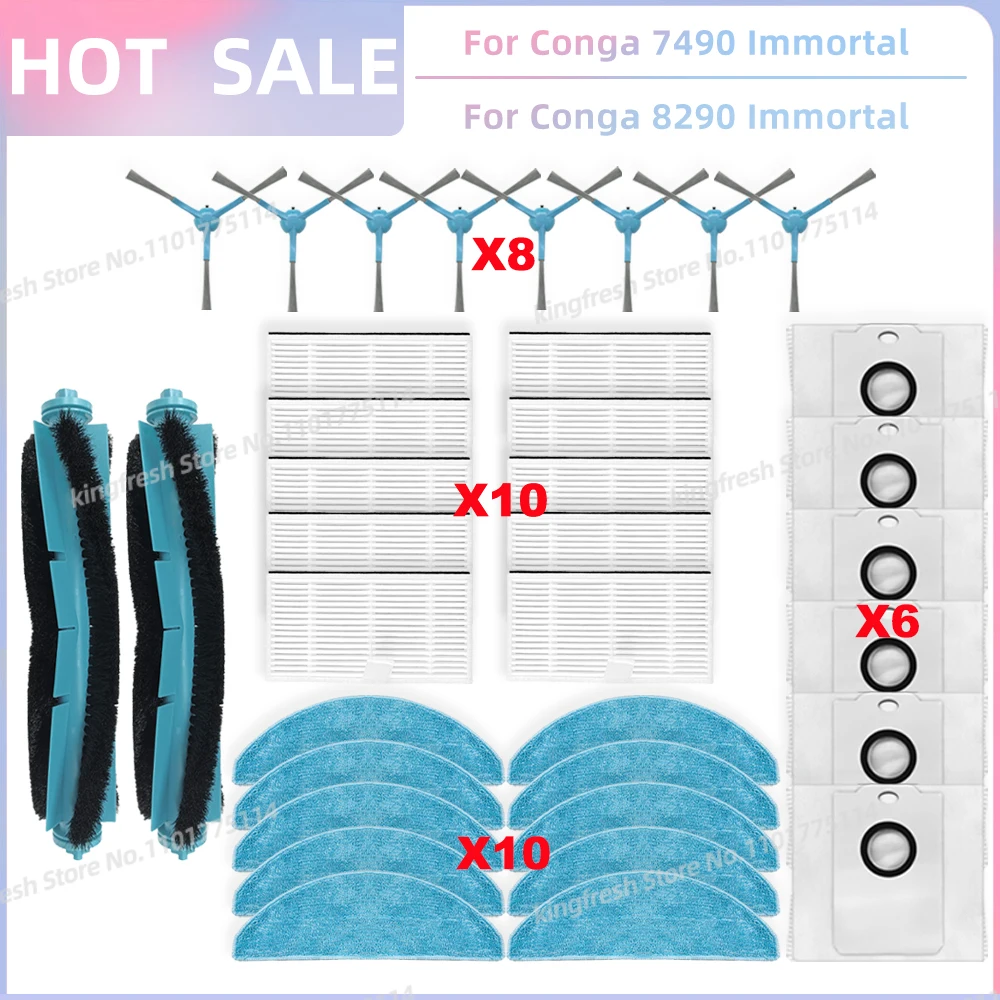Bolsa Cecotec Conga 8290 WIIYENA Kit De Piezas De Repuesto Para Conga 2499 Para Ultra Home Robot Aspirador Kit De Accesorios Con Cepillo Principal, Paños De Fregona, Cepillos Laterales, Filtros Repuestos Conga