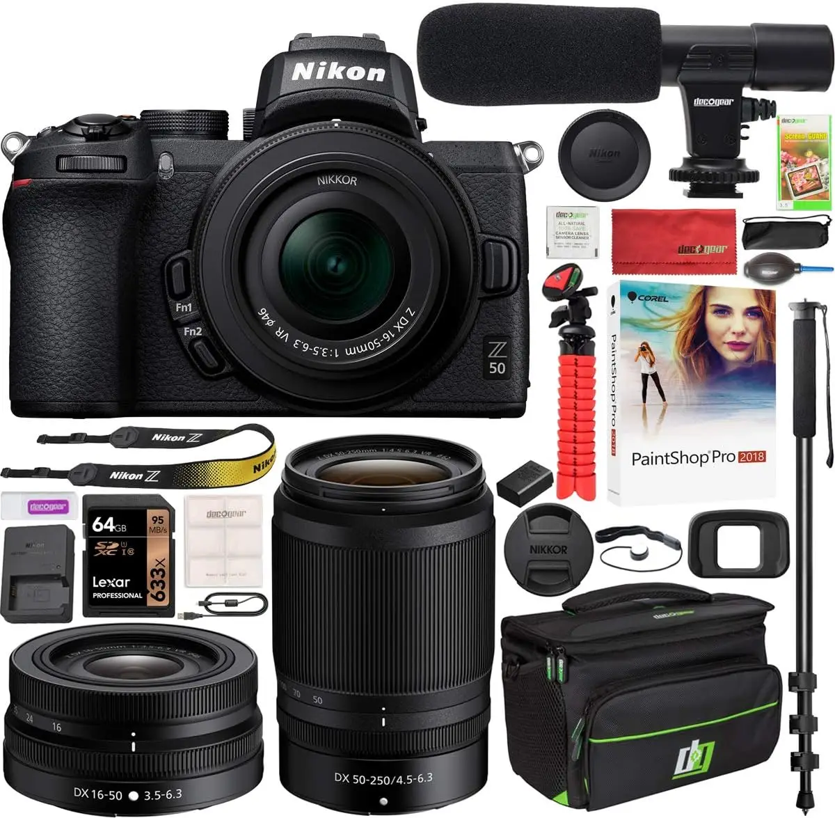 Ni kkon Z50 Mirrorless Camera Body 4K UHD DX-Format 2 Lens Kit NIKKOR Z DX 16-50mm F/3.5-6.3 VR + Z DX 50-250mm