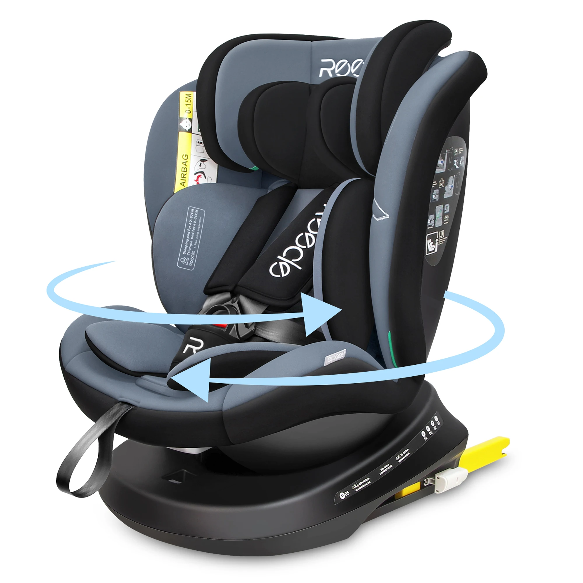 Seggiolino auto per bambini Reecle 360 con ISOFIX, 40-150 cm (Gruppo 0+ 1/2/3, 0-36 kg), Circa. 0-12 anni