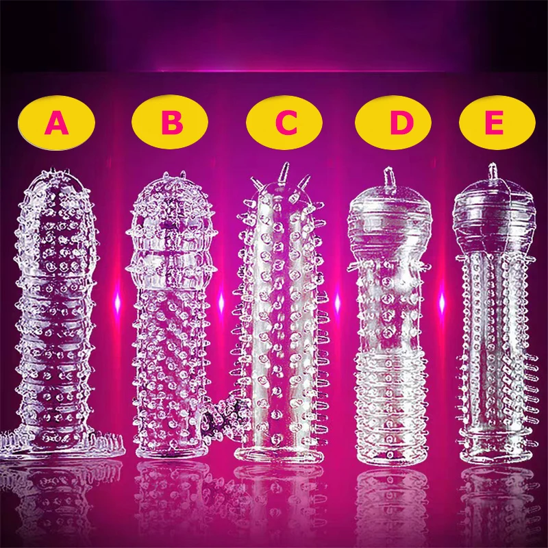 Penis Sleeve Reusable Condoms Sex Toys Men Delay Ejaculation G Spot Stimulation Safer Contraception Cock Ring Extender