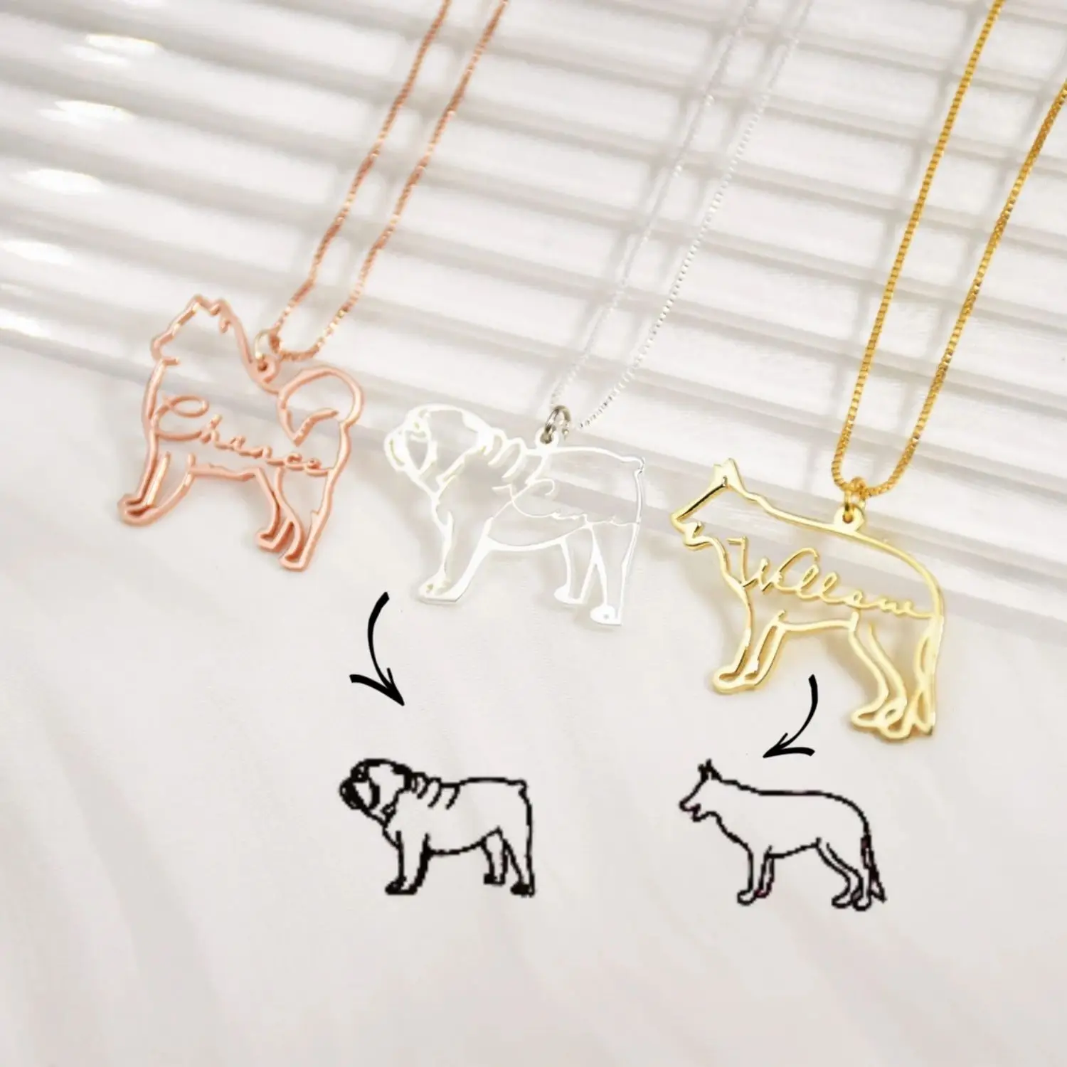 Custom Necklace Personality Name Dog Necklace Pet Personalized Animal Pendant Stainless Steel Pet Charm Necklace Memorial Gifts veterinary surgery equipment stainless steel animal examination table electric lifting pet disposal table