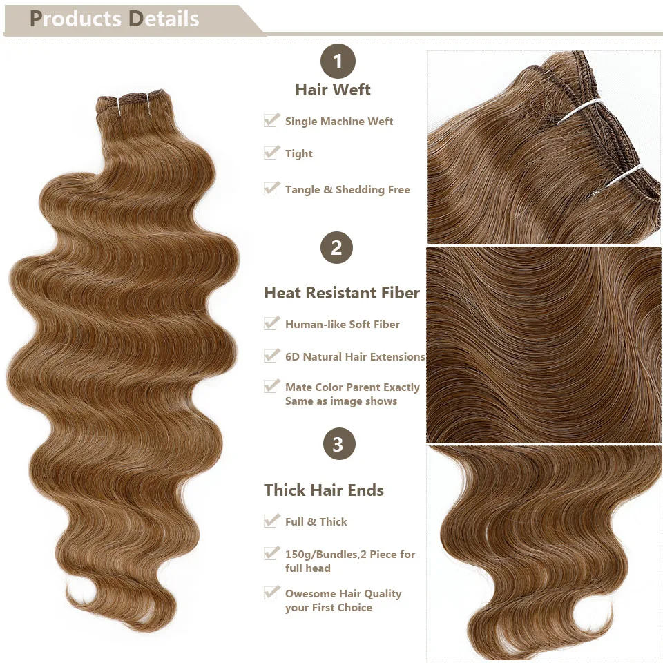 Magicae Body Wave Hair 30Inch Soft Long Synthetic Hair Extensions Natural Wavy Ombre 613 Blonde Hair Extensions. 2