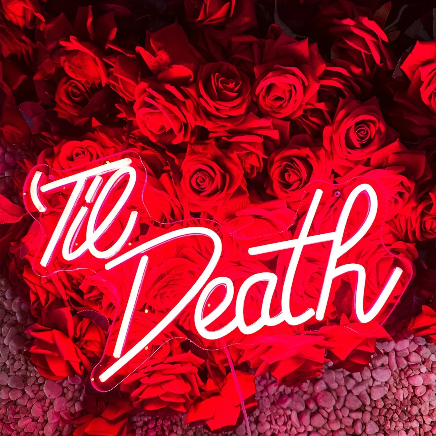 

Светодиодная неоновая вывеска Til Death, настенная неоновая подсветка для спальни, украшение в виде пещеры, подарок на день рождения, светодиодный светильник с USB, ночник для дома