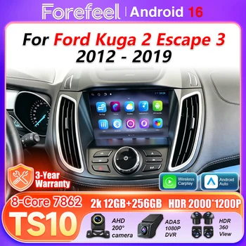 Autoradio Android 16 con Carplay per Ford Kuga 2 Escape 3 2012-2019, Navigazione GPS, Schermo Touch, Video, BT, 5G, Wifi, RSD