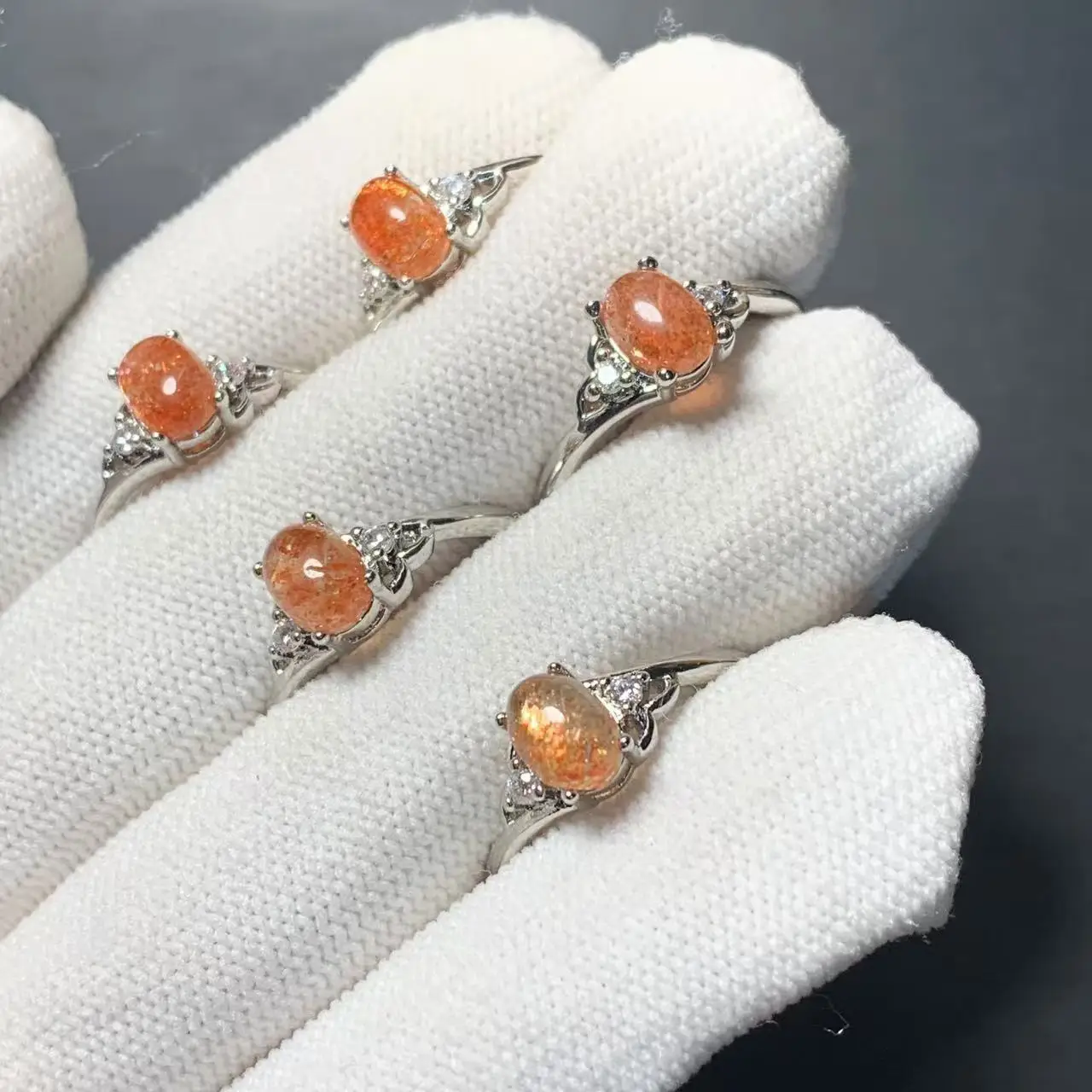 Natural Sanidine Gold Sunstone Ring Adjustable Female Heart ring Jewelry for Women Gift Wholesale High Quality Vintage Fine