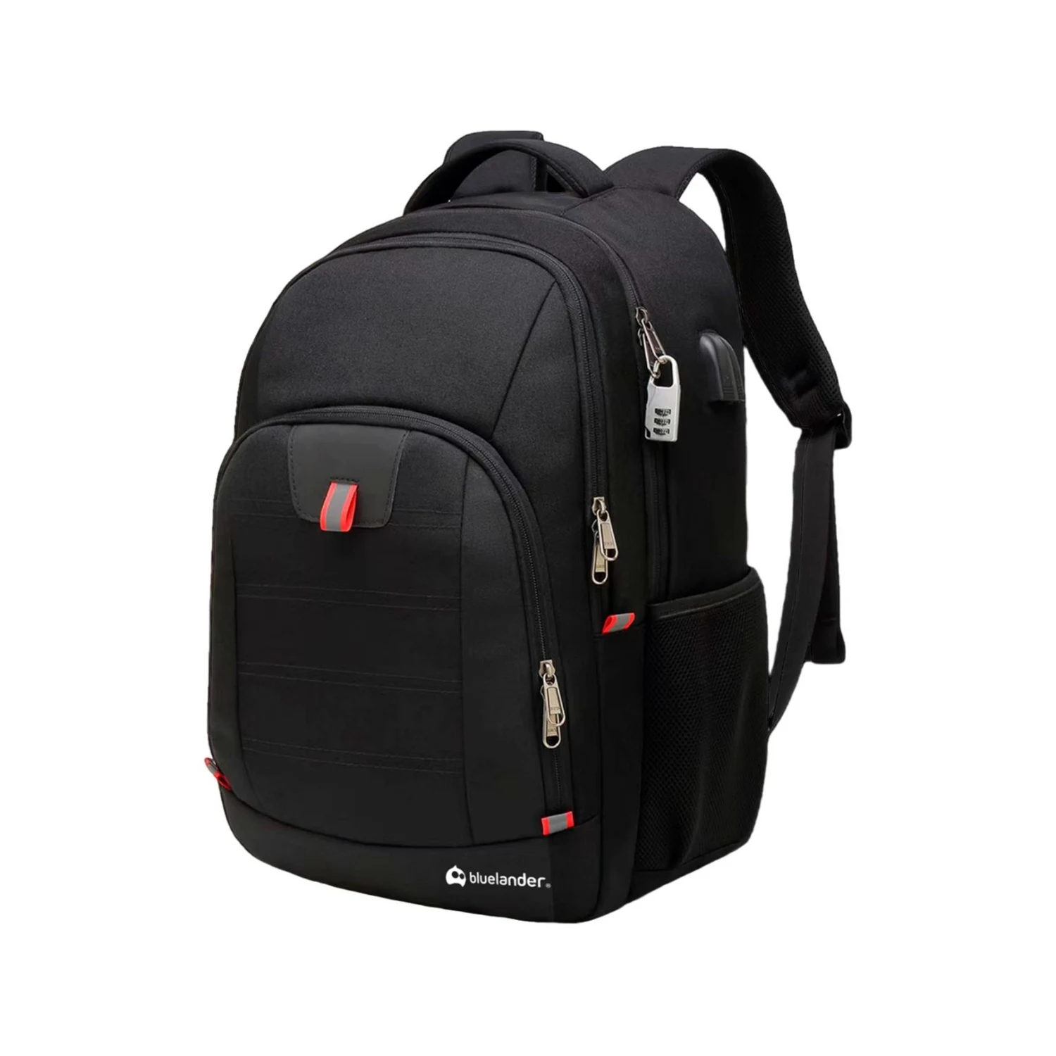 Bluelander Mochila para Laptop Antirrobo con Candado, Puerto USB Auxiliar para Auriculares Tela Oxford 900D Impermeable, Capacidad 30 L para Hombre y Mujer en Viaje Escuela y Oficina