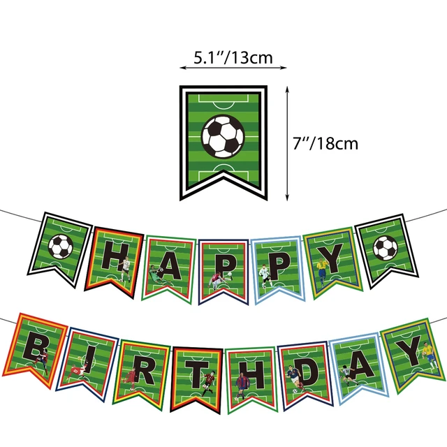 Pancarta temática de fútbol, Bandera de feliz cumpleaños, suministros de  fiesta, decoración de fiesta de cumpleaños, recuerdo mundial de fanáticos,  1 Juego - AliExpress