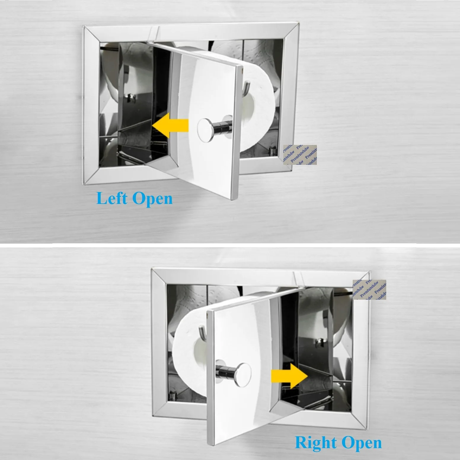 1Piece 304 Stainless Steel Toilet Rolls Paper Holder Rectangle Conceal Wall Embedded Recessed Shiny Polished Matte Black
