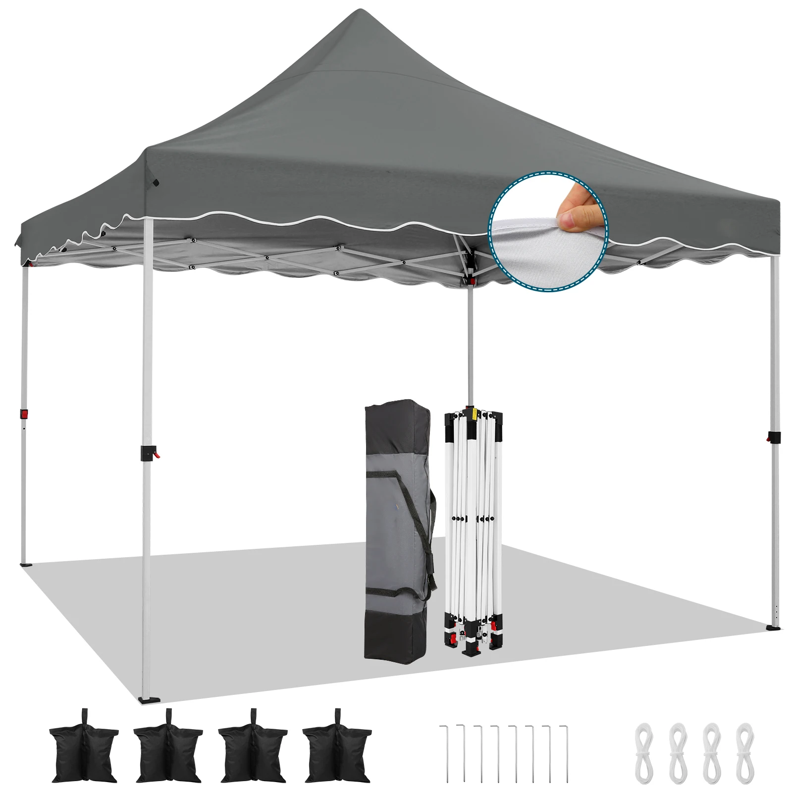 HOTEEL Professional 3x3M Pop Up Canopy, Quick Setup Party Tent with Storage Bag & Stability Kit for Commercial & Personal Use