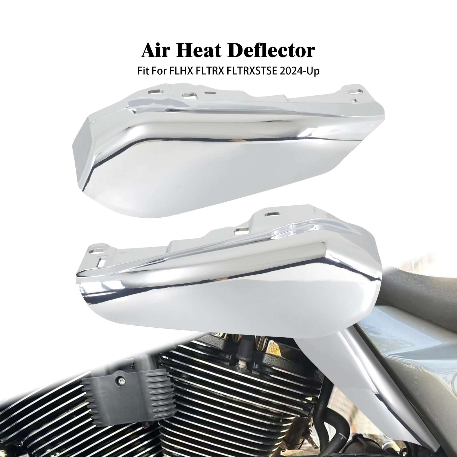 Motorcycle Chrome Mid-Frame Air Deflector Heat Shield For Harley Road Glide Street Glide FLHX FLTRX 2024-2025 Models