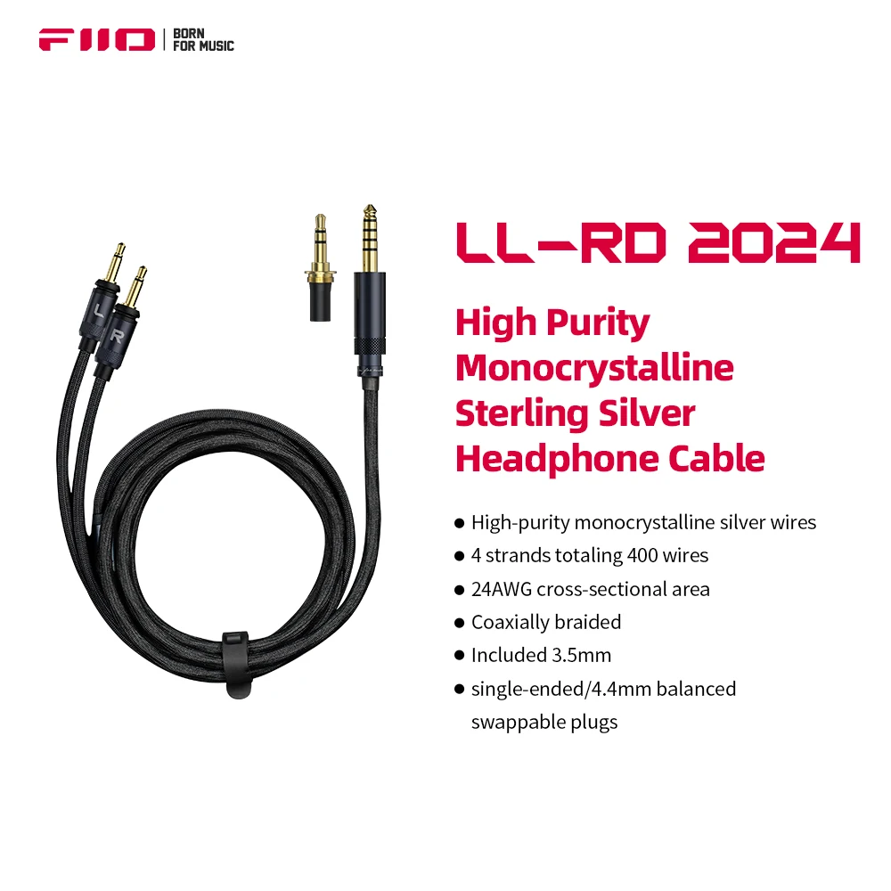

FIIO LL-RD 2024 High Purity monocrystalline Silver 4.4mm/3.5mm male to Dual 3.5 mm headphone cable