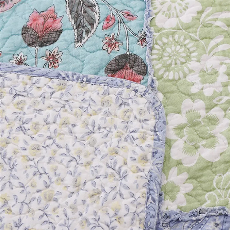Tagesdecke aus Baumwolle auf dem Bett, Patchwork-Bettdecke, gesteppte Deckendecke, Cubrecam-Bettdecke Colcha, karierte Sommerdecke, 150 x 200 cm – Detail 9