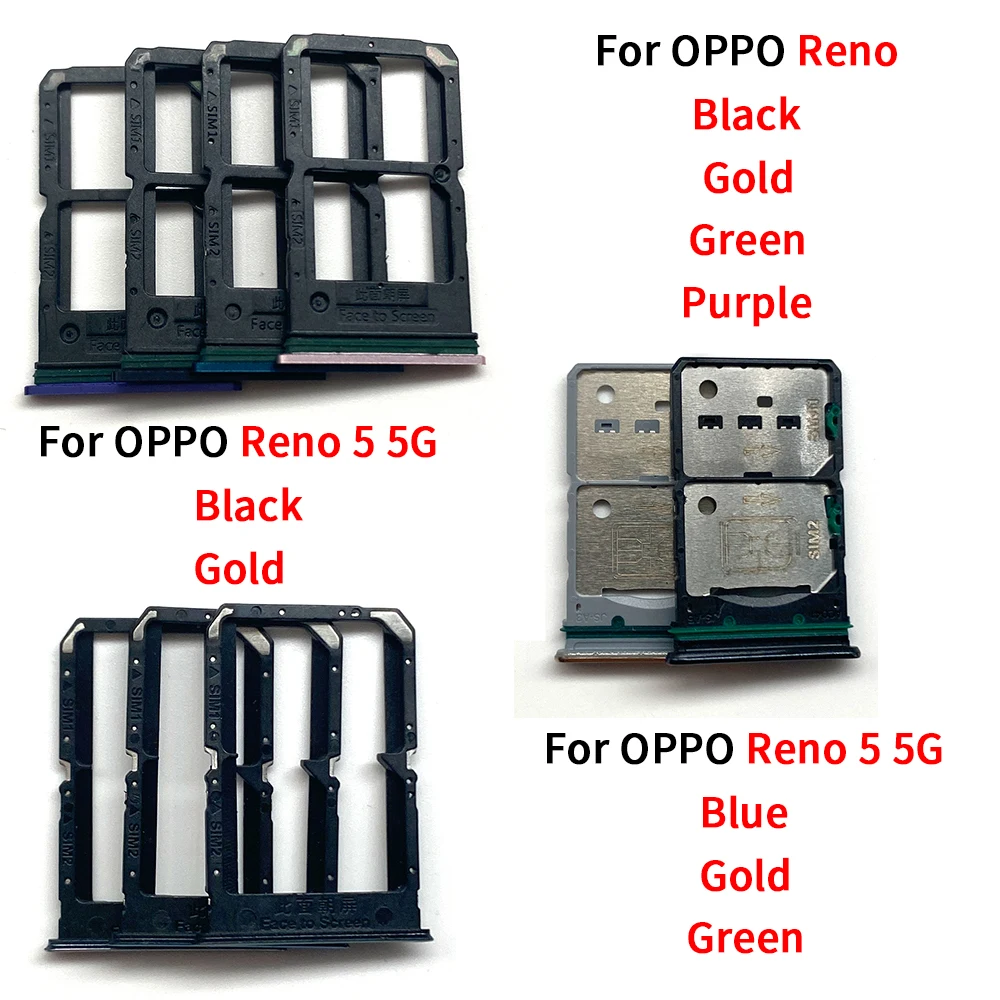 OPPO Reno 2F 2Z 5 5G 8T용 듀얼 심 카드 홀더 10개, 심 카드 트레이 슬롯 홀더 어댑터 소켓 수리 부품