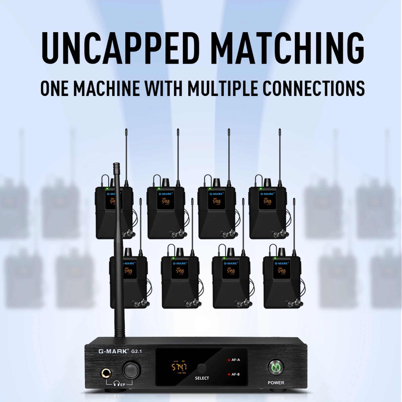 Wireless Monitoring System UHF Mono Stage Return Frequency Selectable For Singer Guitar Studio Band DJ G-MARK G2.1IEM wireless in ear monitor
