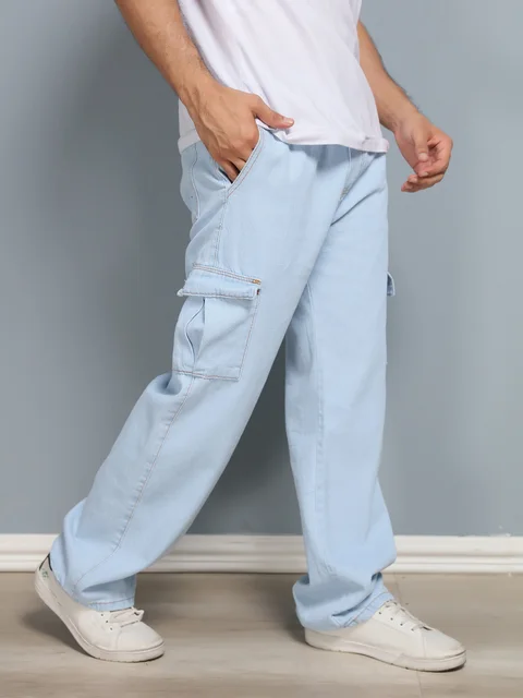 Calça balão Jeans MASCULINO sem punho na perna ,com punho na cintura, C/6 bolsos ,casual Top